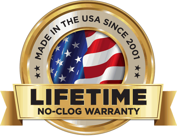 Leaf Solution Lifetime No-Clog Warranty badge